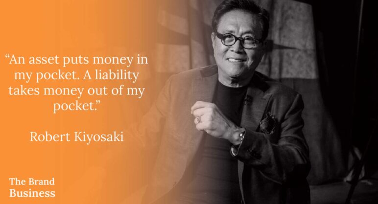 Robert Kiyosaki Asset Quote on a background